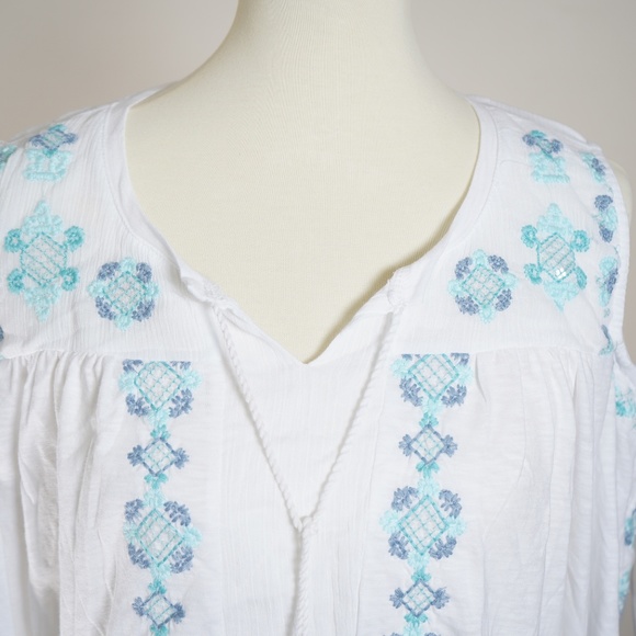 NEW Style & Co Cold Shoulder Floral Blouse 0X - Picture 2 of 7